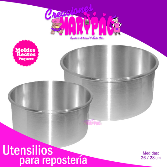 Paquete Moldes Rectos Para Pasteles Fondant 26 y 28 cm - Creaciones Marypao