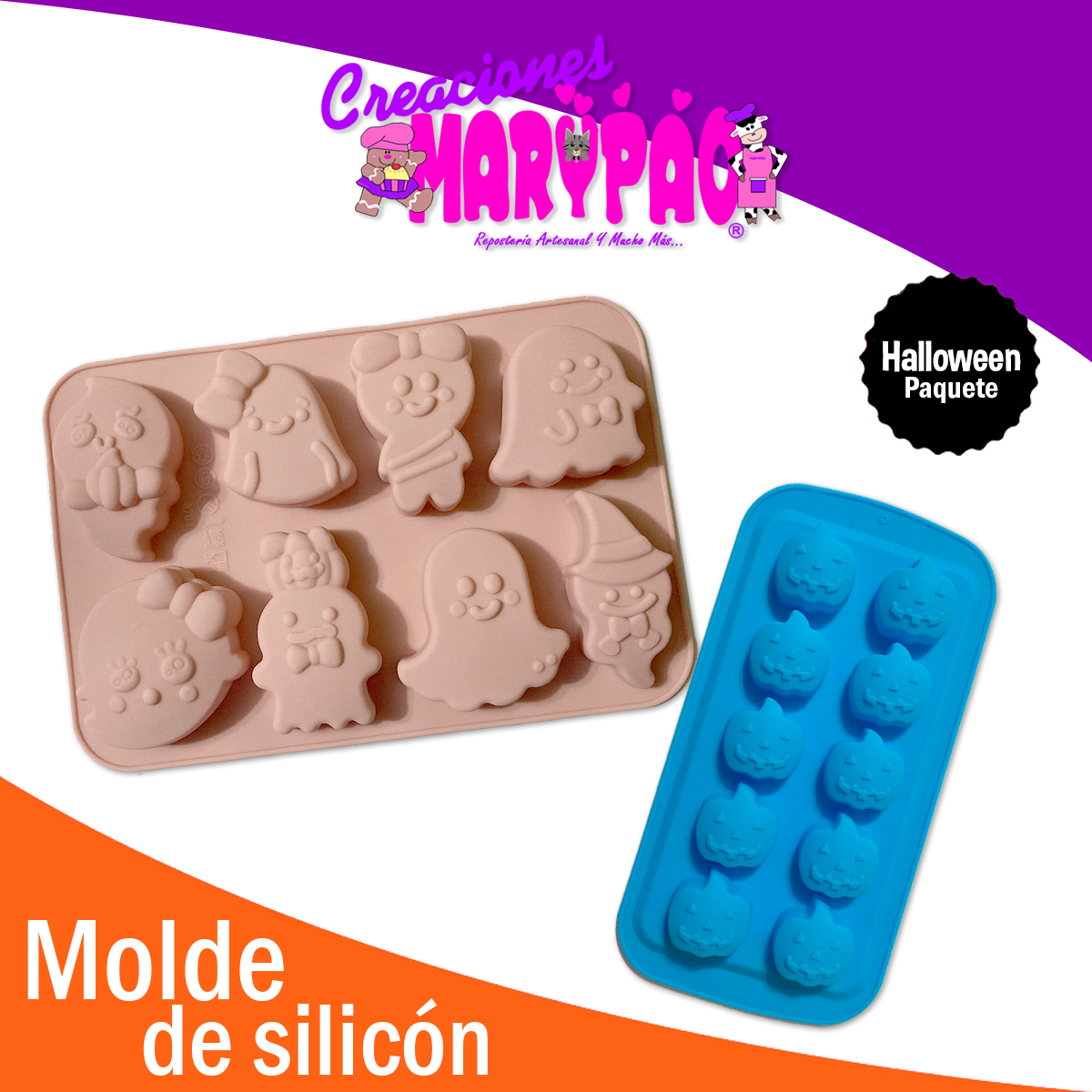 Paquete Moldes De Silicón Halloween Fantasmas y Calabazas