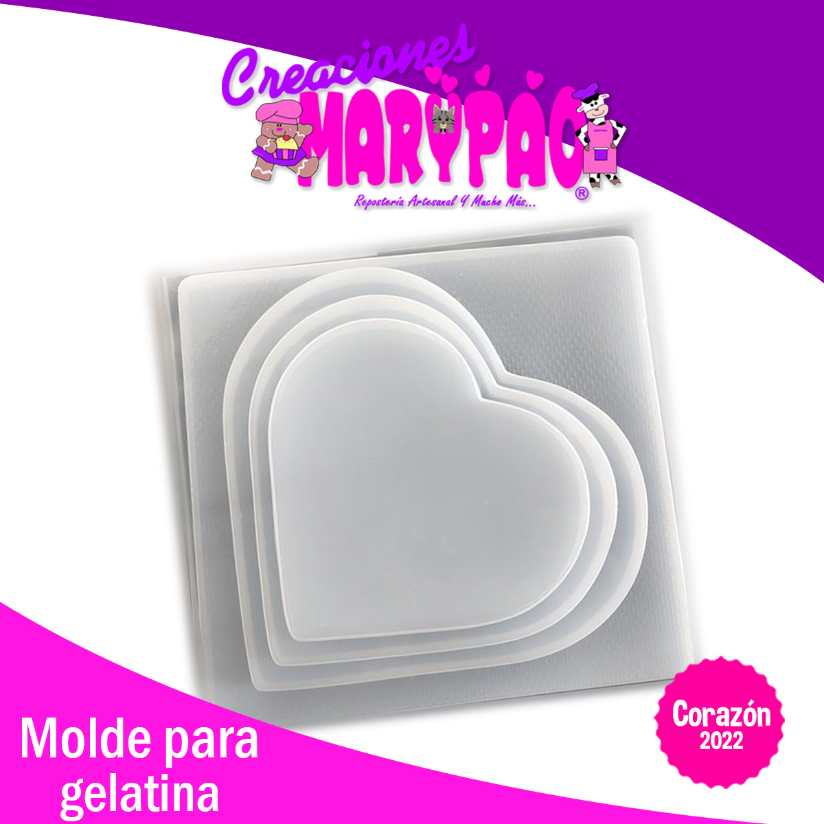 Molde Para Gelatina Tres Corazones Febrero Amor
