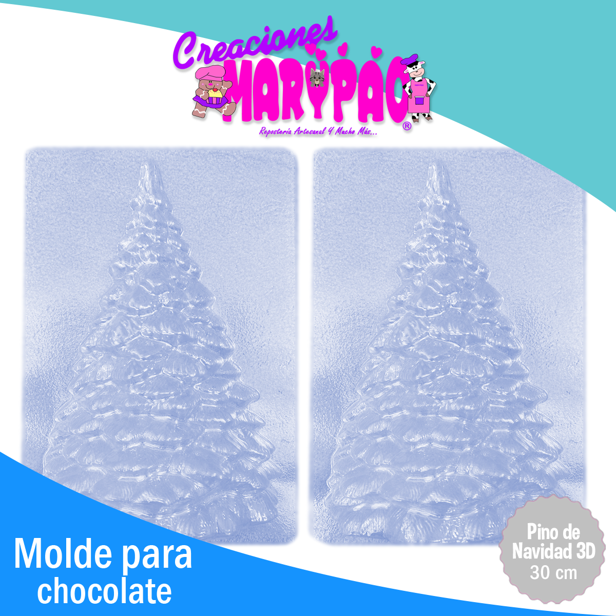 Molde Pino Navidad 3D 30cm Chocolate Vela Resina