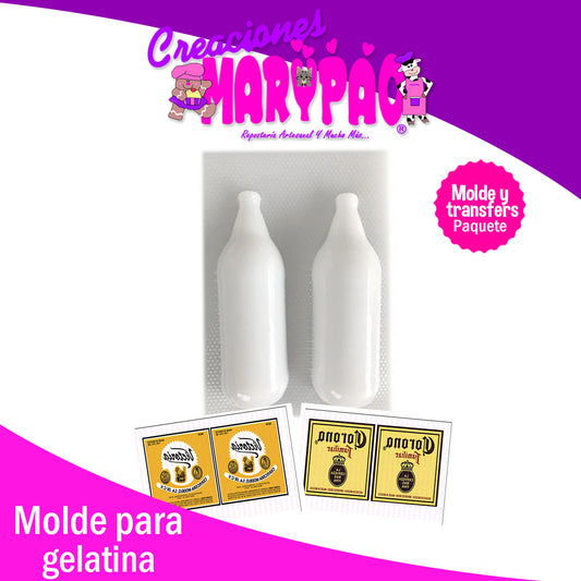 Molde Botella Cerveza Papá Con Transfer Jumbo Gelatina Mod3