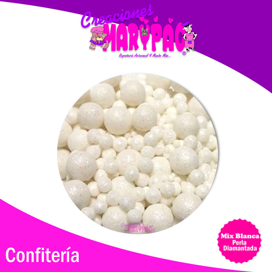 Perla Comestible Diamantada Mix Blanca Para Cupcakes, Galletas, Etc.