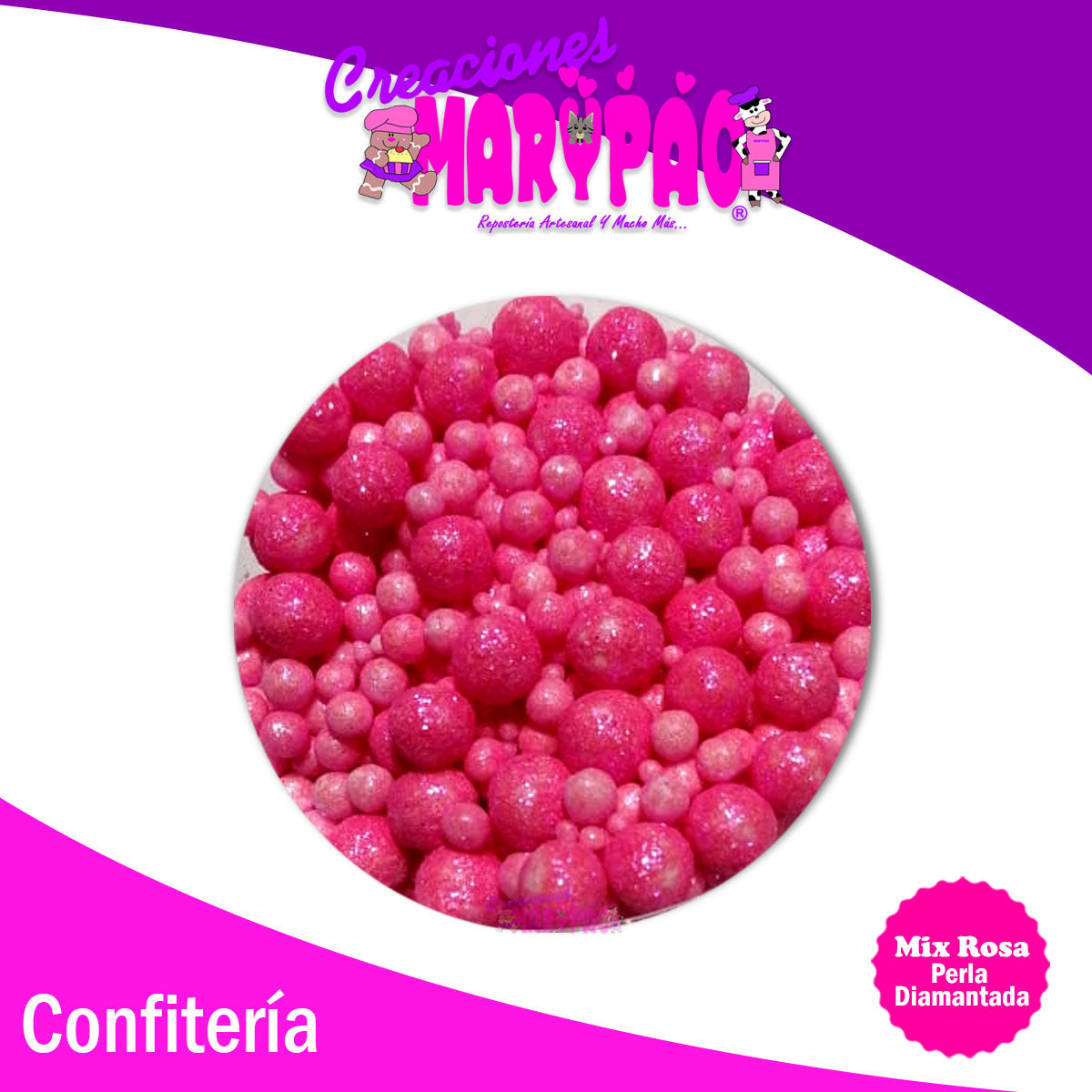 Perla Comestible Diamantada Mix Rosa Para Cupcakes, Galletas, Etc.