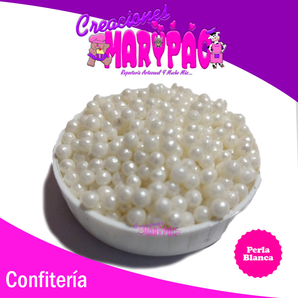 Perla Comestible Blanca Confitería - Creaciones Marypao