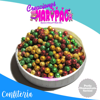 Perla Comestible Diamantada Navidad - Creaciones Marypao