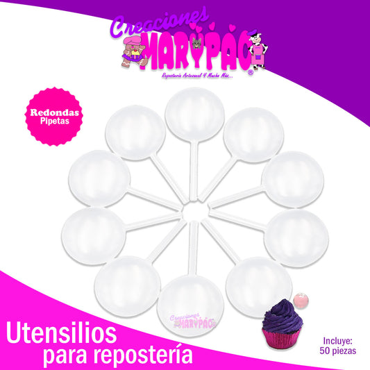 Pipetas Redondas Para Postres Cupcakes Candybar 50 piezas