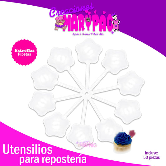 Pipetas De Estrellas Para Postres Cupcakes Candybar 50 piezas