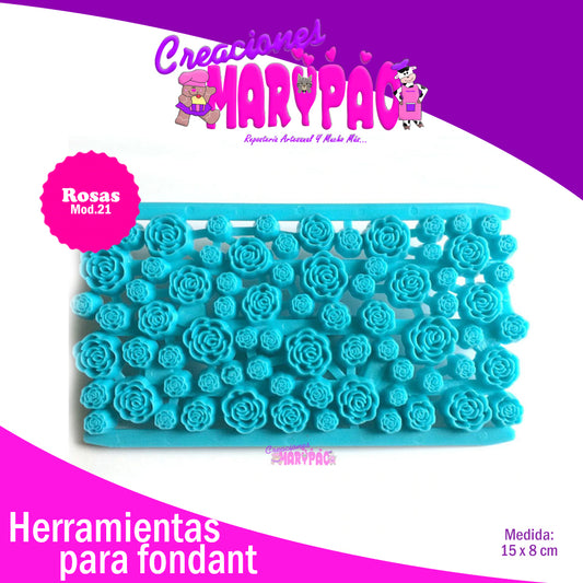 Placa Texturizadora Rosas Fondant Mod21 - Creaciones Marypao