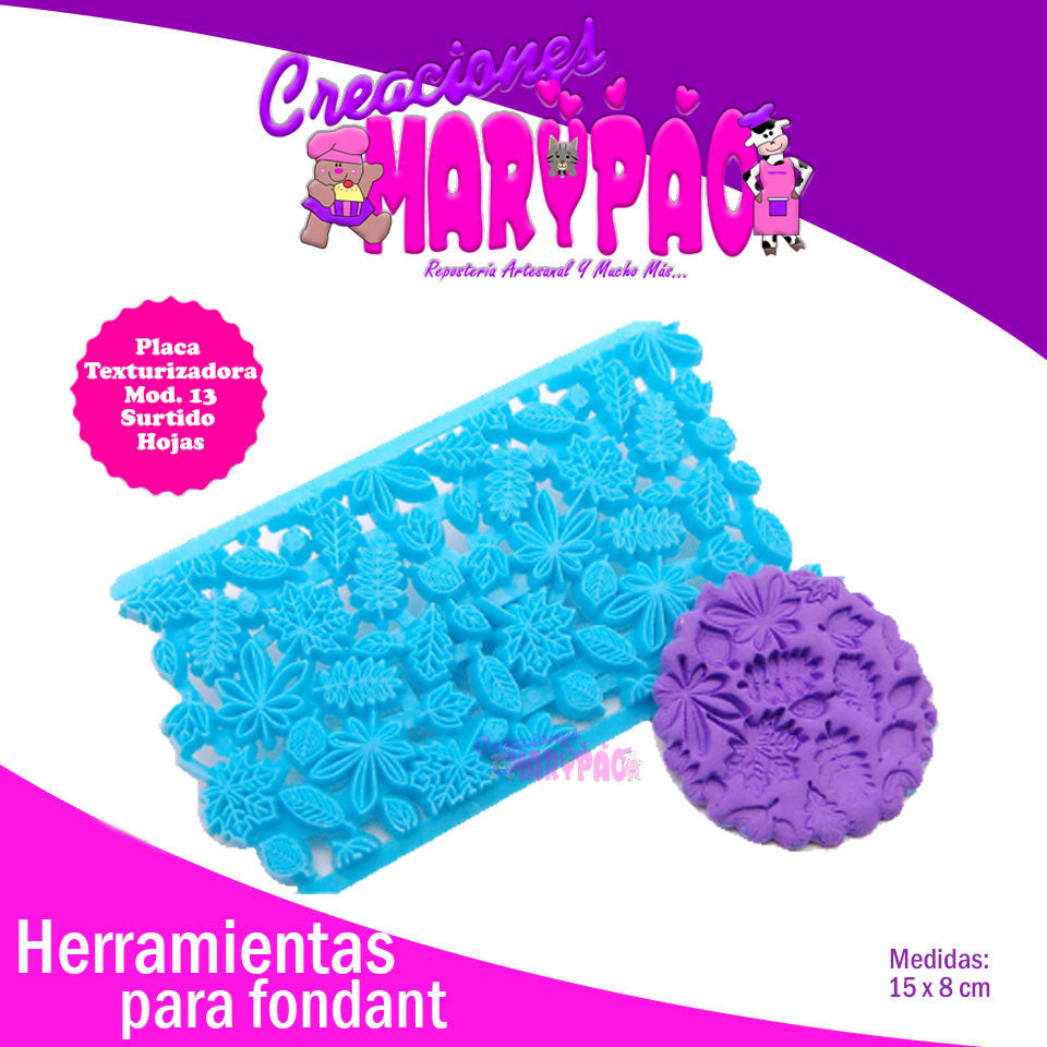 Placa Texturizadora De Hojas Surtido Mod13 Fondant - Creaciones Marypao