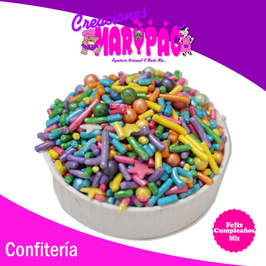 Sprinkles Comestibles Granillo Confeti Mix Feliz Cumpleaños - Creaciones Marypao