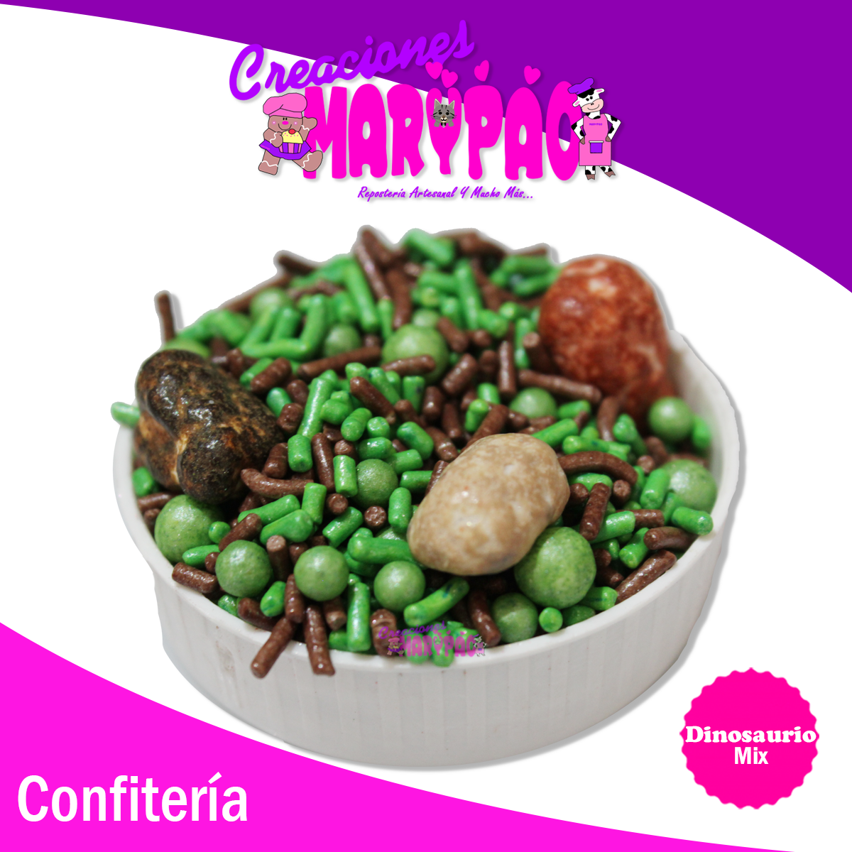 Sprinkles Comestibles Granillo Confeti Chocopiedra Mix Dinosaurio - Creaciones Marypao