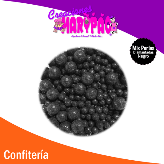 Perla Comestible Diamantada Mix Negra