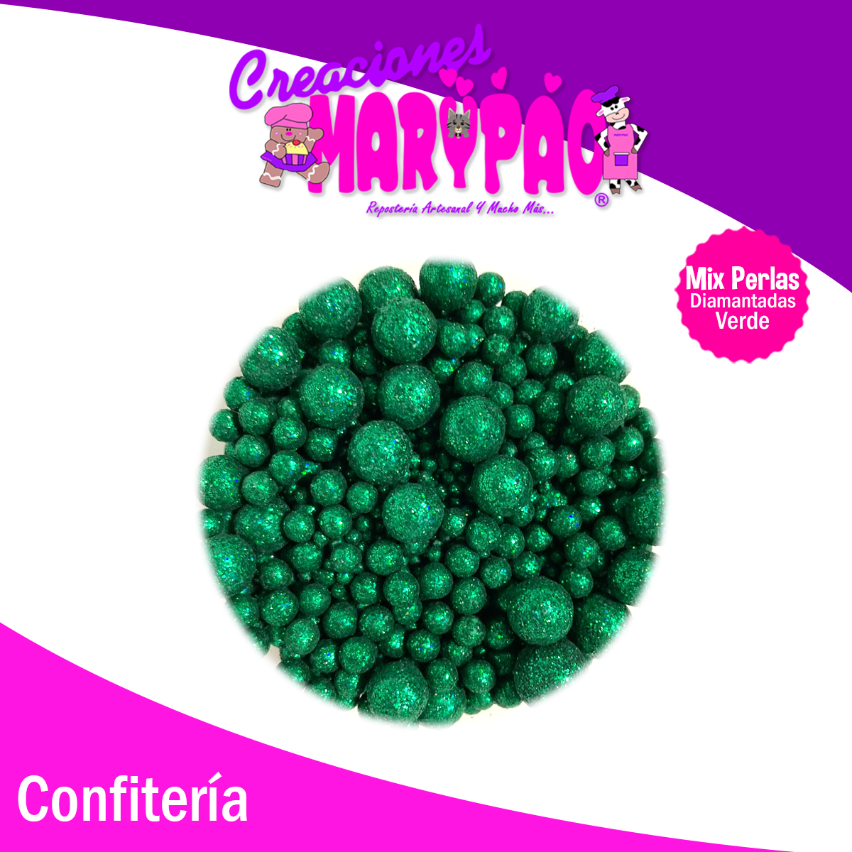 Perla Comestible Diamantada Mix Verde