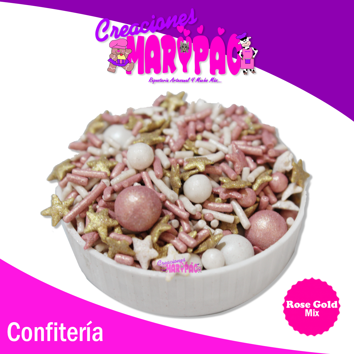 Sprinkles Comestibles Granillo Confeti Mix Rose Gold - Creaciones Marypao