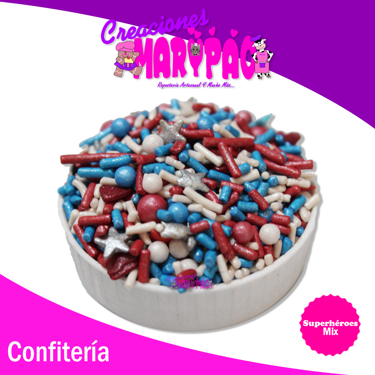 Sprinkles Comestibles Granillo Confeti Mix Superhéroes - Creaciones Marypao