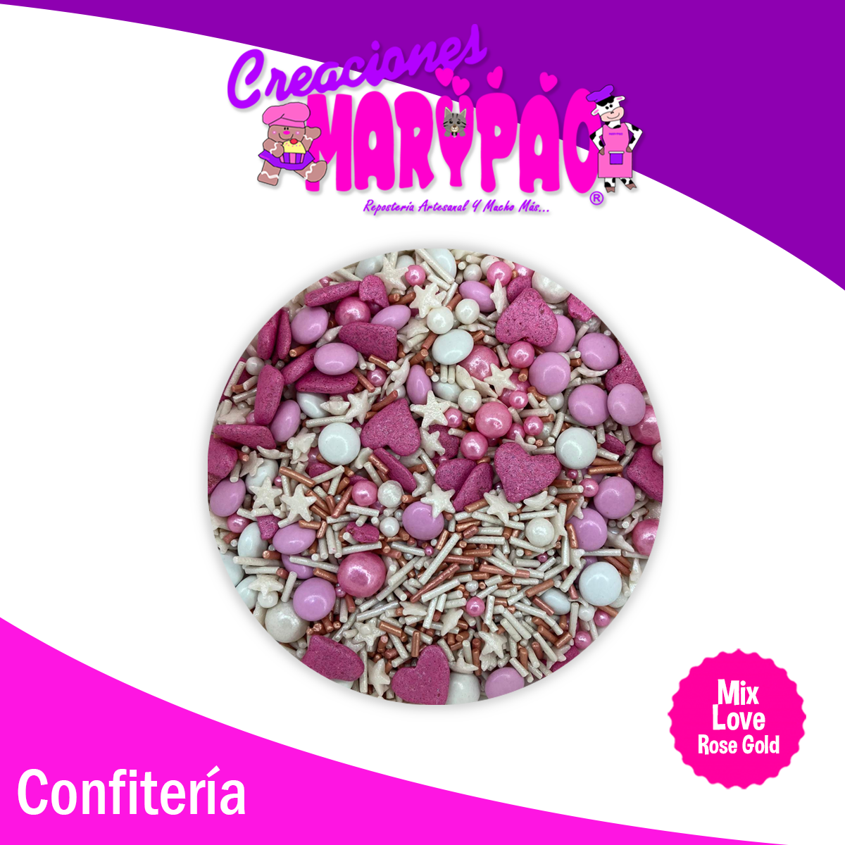 Sprinkles Comestibles 14 De Febrero Mix Love Rose Gold