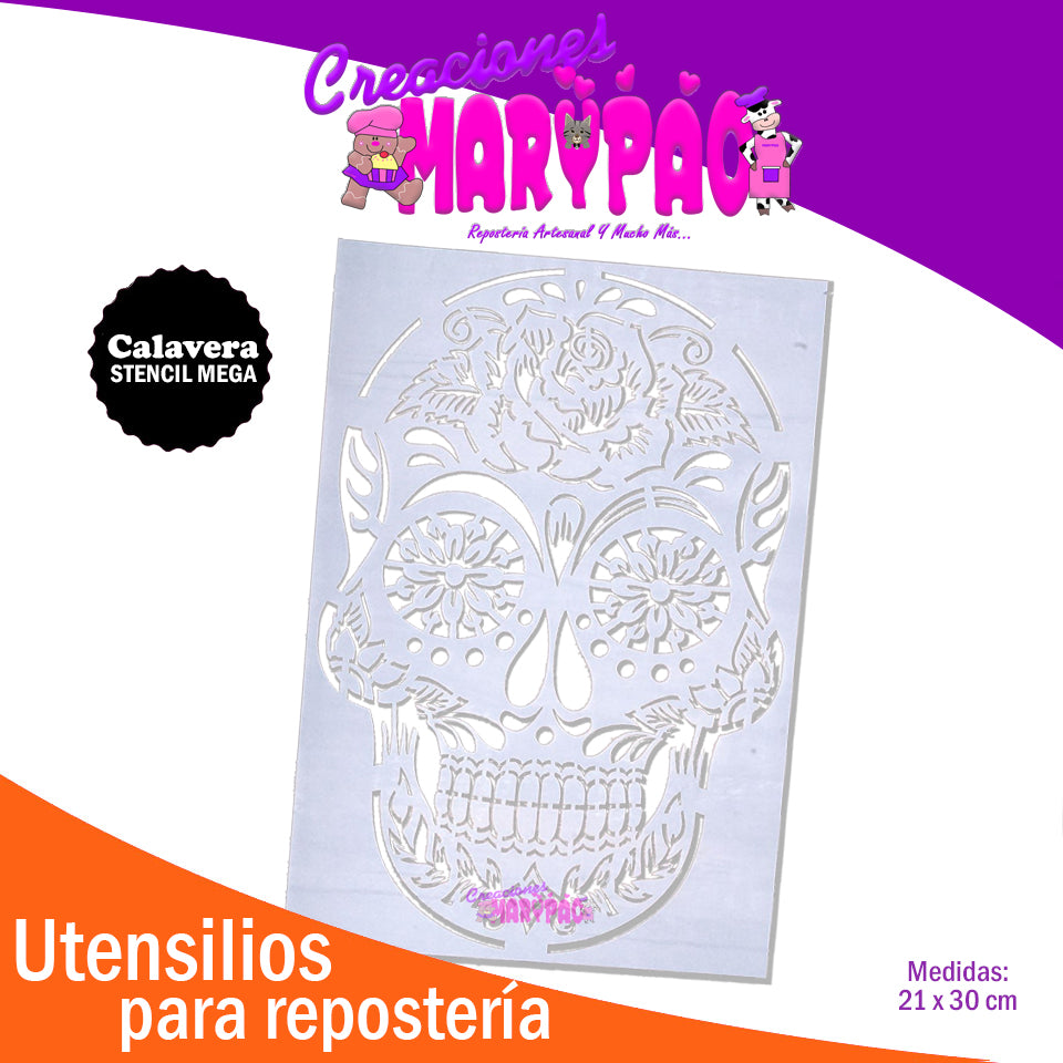 Stencil Calavera Mega - Creaciones Marypao