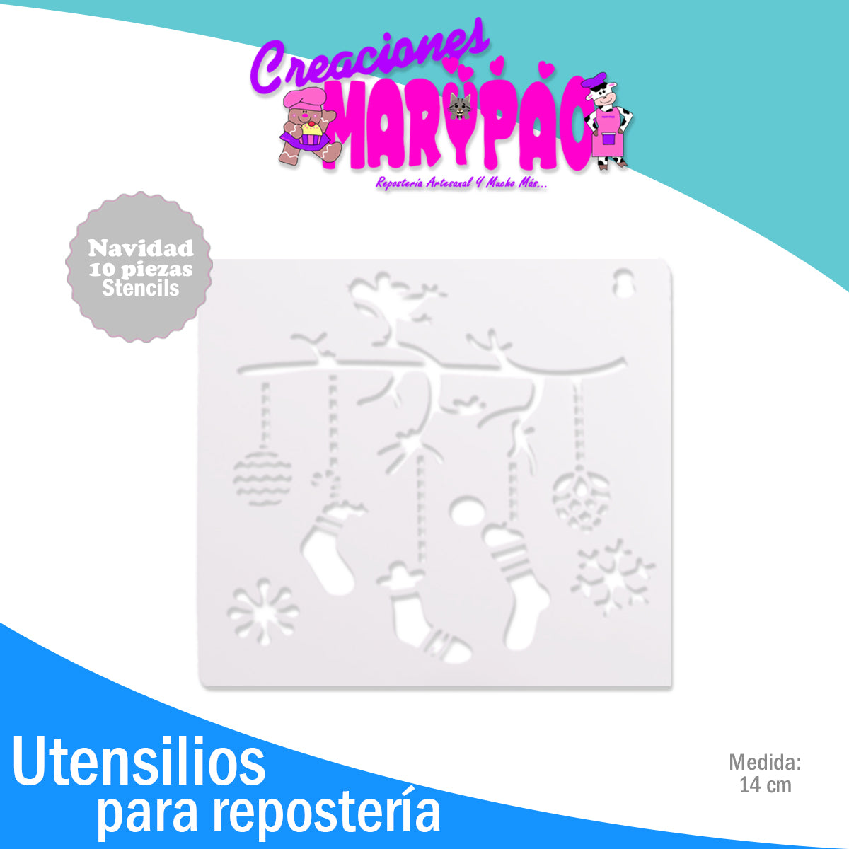 Stencils Navidad Árbol Santa Claus Regalos Reno Paquete 10 Piezas