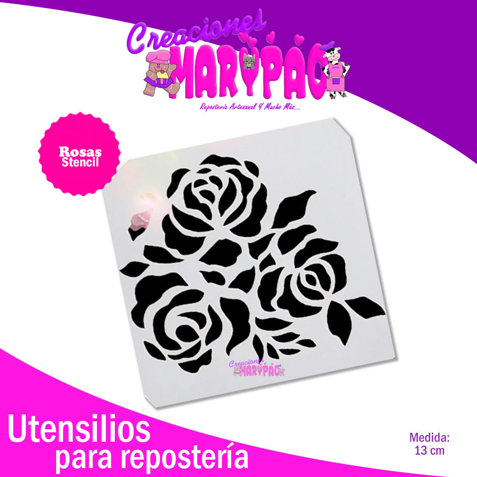 Stencil Rosas Flores Para Pasteles - Creaciones Marypao