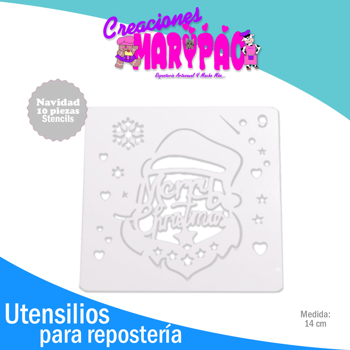 Stencils Navidad Árbol Santa Claus Regalos Reno Paquete 10 Piezas