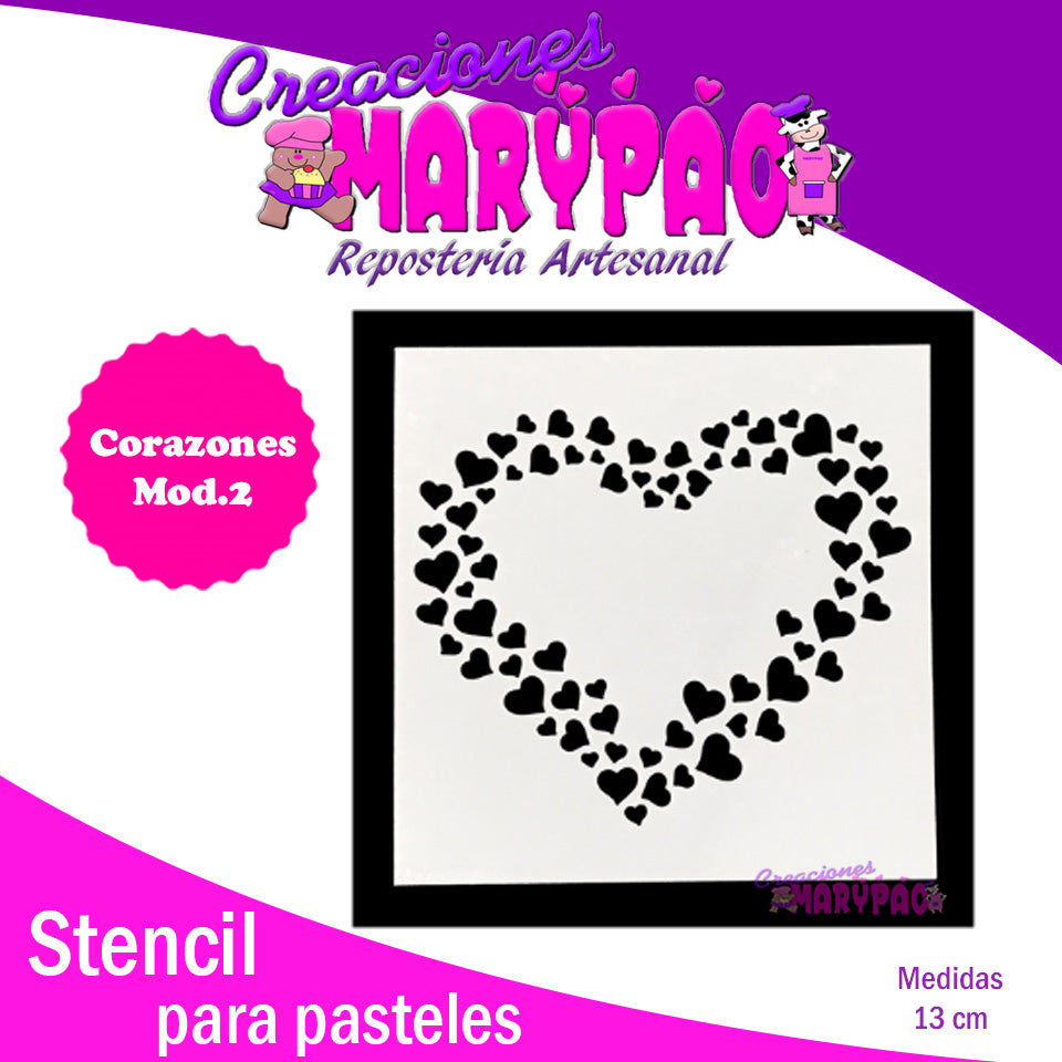 Stencil Corazón Pasteles Mod.2 - Creaciones Marypao