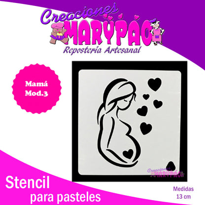 Stencil Embarazada Baby Shower Pasteles - Creaciones Marypao