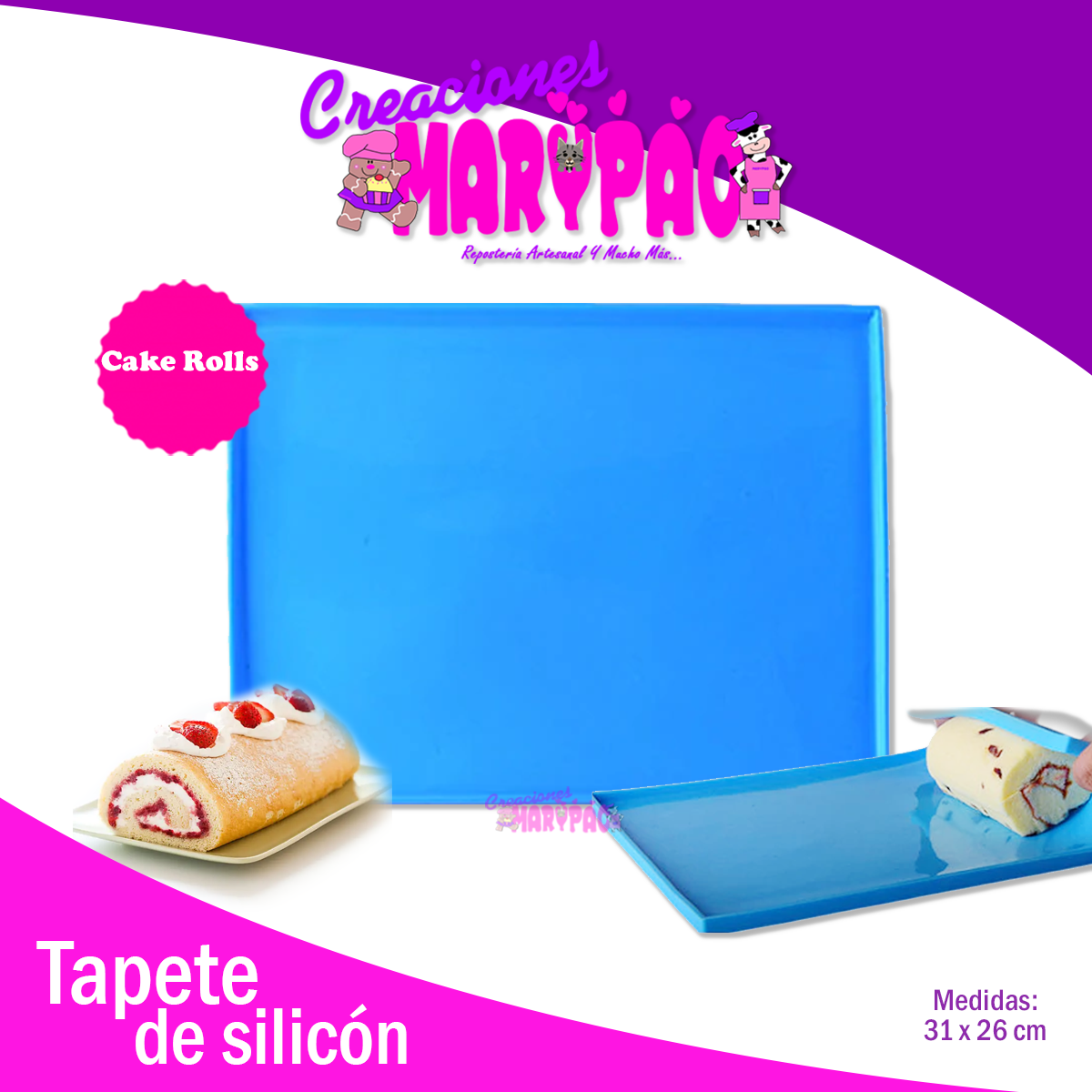 Tapete De Silicón Para Cake Roll Pasteles Rollo