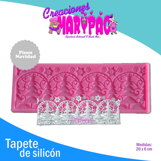 Tapete De Silicón Pinos Navidad Para Encaje De Azúcar - Creaciones Marypao