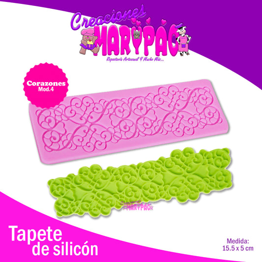 Tapete De Silicón Corazones Mod.4 Encaje De Azúcar - Creaciones Marypao