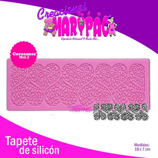 Tapete De Silicón Corazones Mod.2 Encaje De Azúcar - Creaciones Marypao