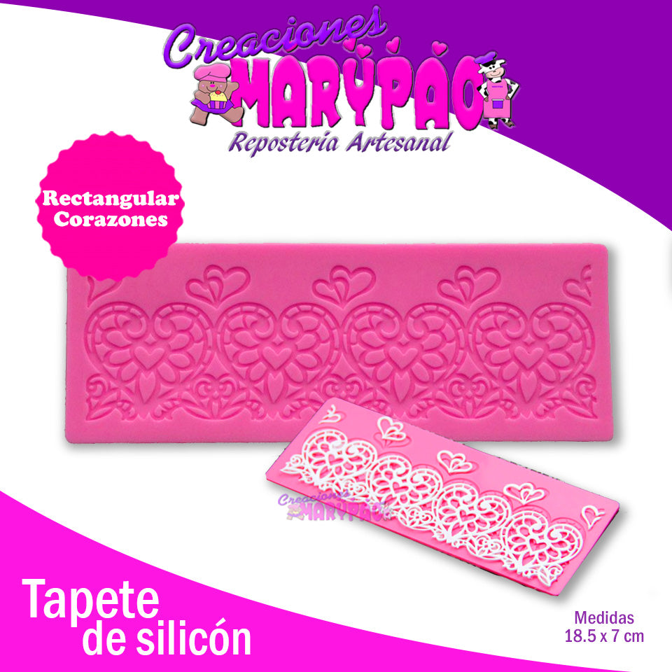Tapete De Silicón Corazones Para Encaje De Azúcar - Creaciones Marypao