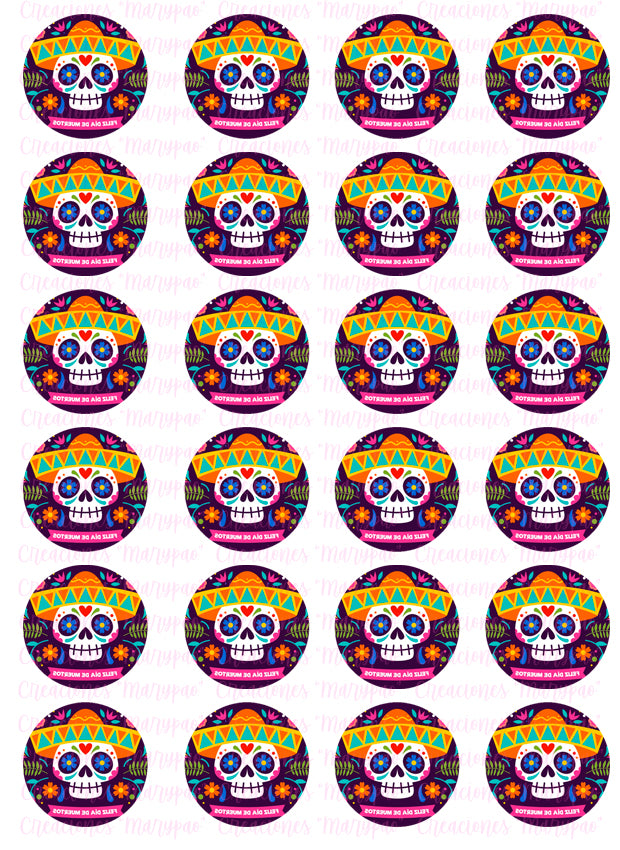 Transfer Para Decorar Gelatinas Dia de Muertos 4 Modelos A Elegir - Creaciones Marypao